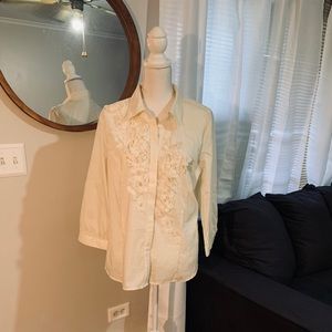 Erin Fetherston Edition Cream 3/4 Sleeve Blouse